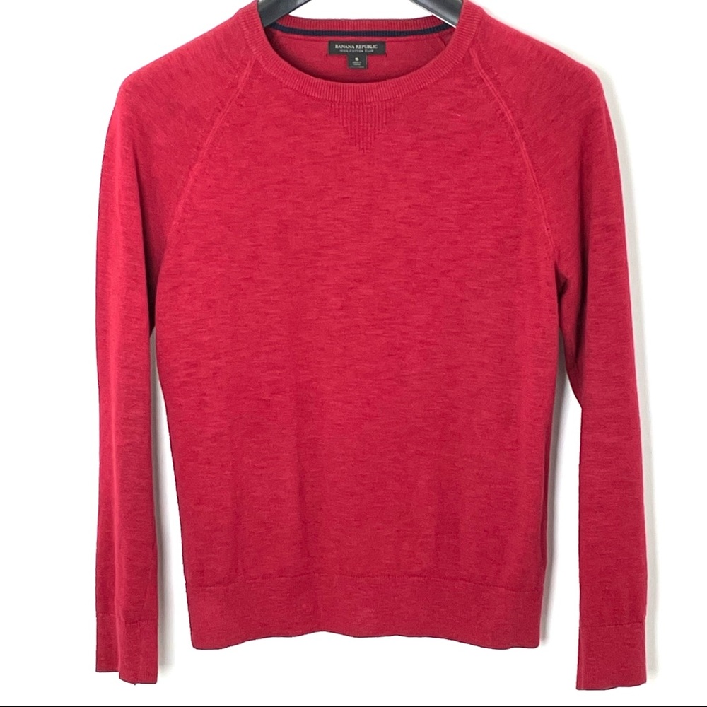 BANANA REPUBLIC Cotton Slub Red Pullover Sweater Men's Small